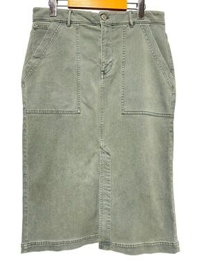 NWT PER UNA Olive Utility Cargo Midi Skirt Workwear Minimalist Pocket